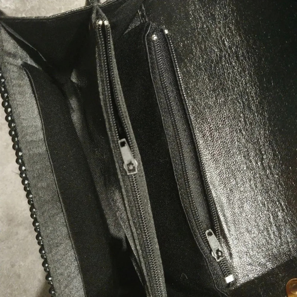 Beaded Purse/Clutch, Black, Chain Strap - Picture 7 of 8